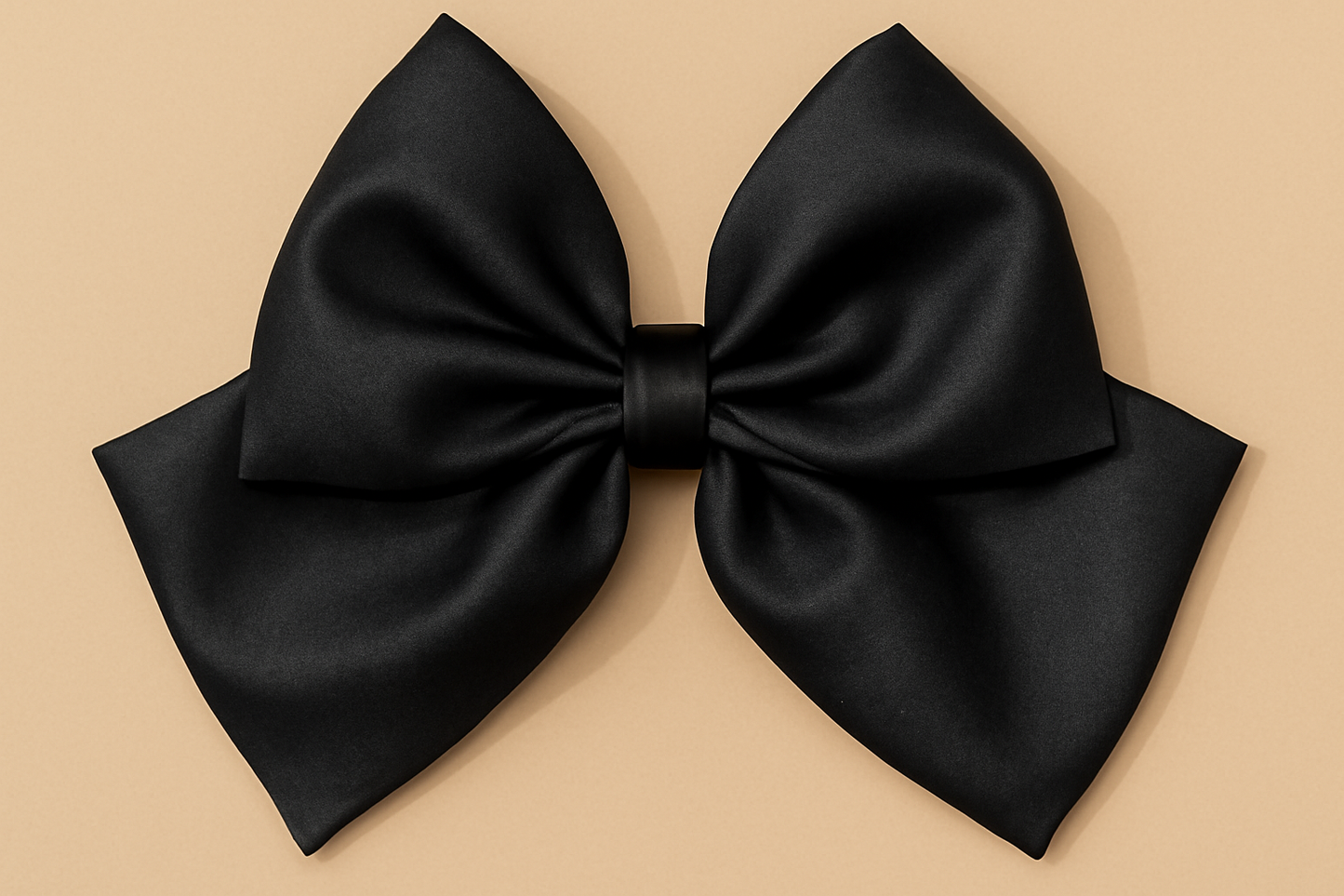 Big Tail Black Satin Silk Bow
