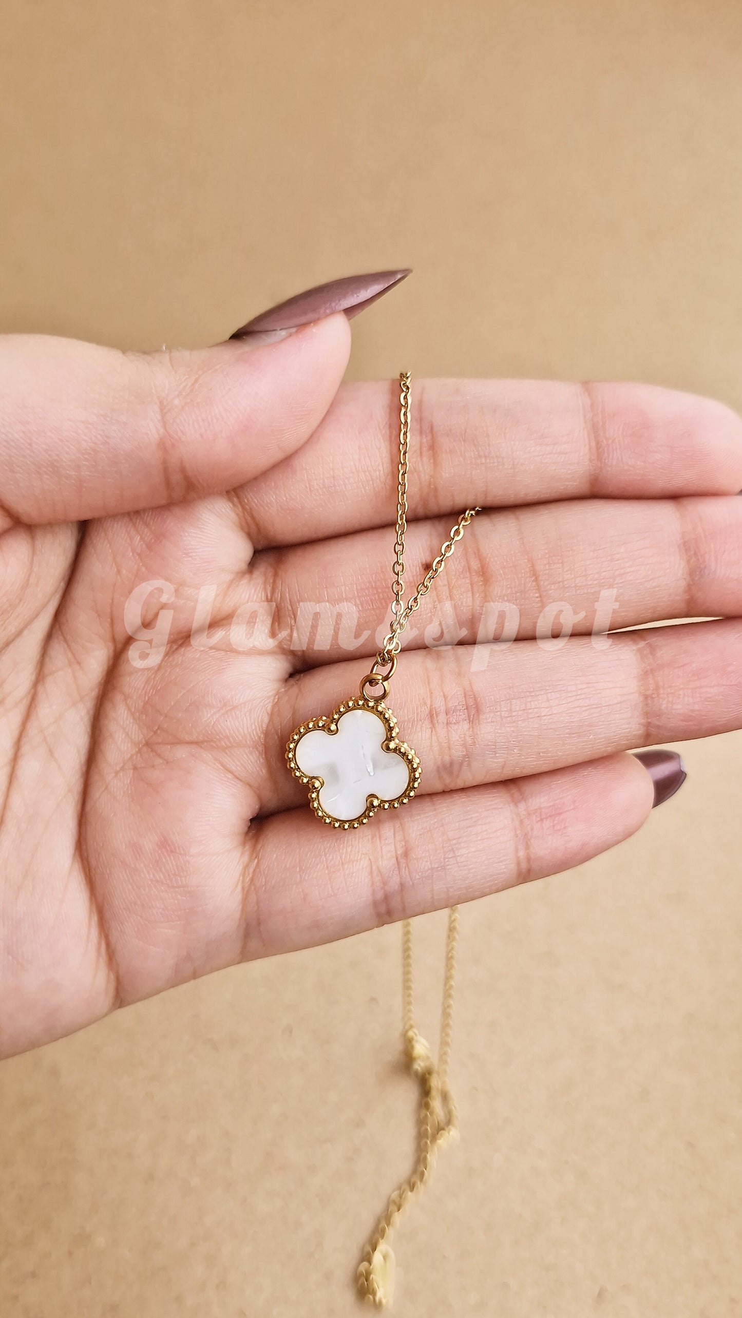 Dual Sided Clover Pendant - Black and White