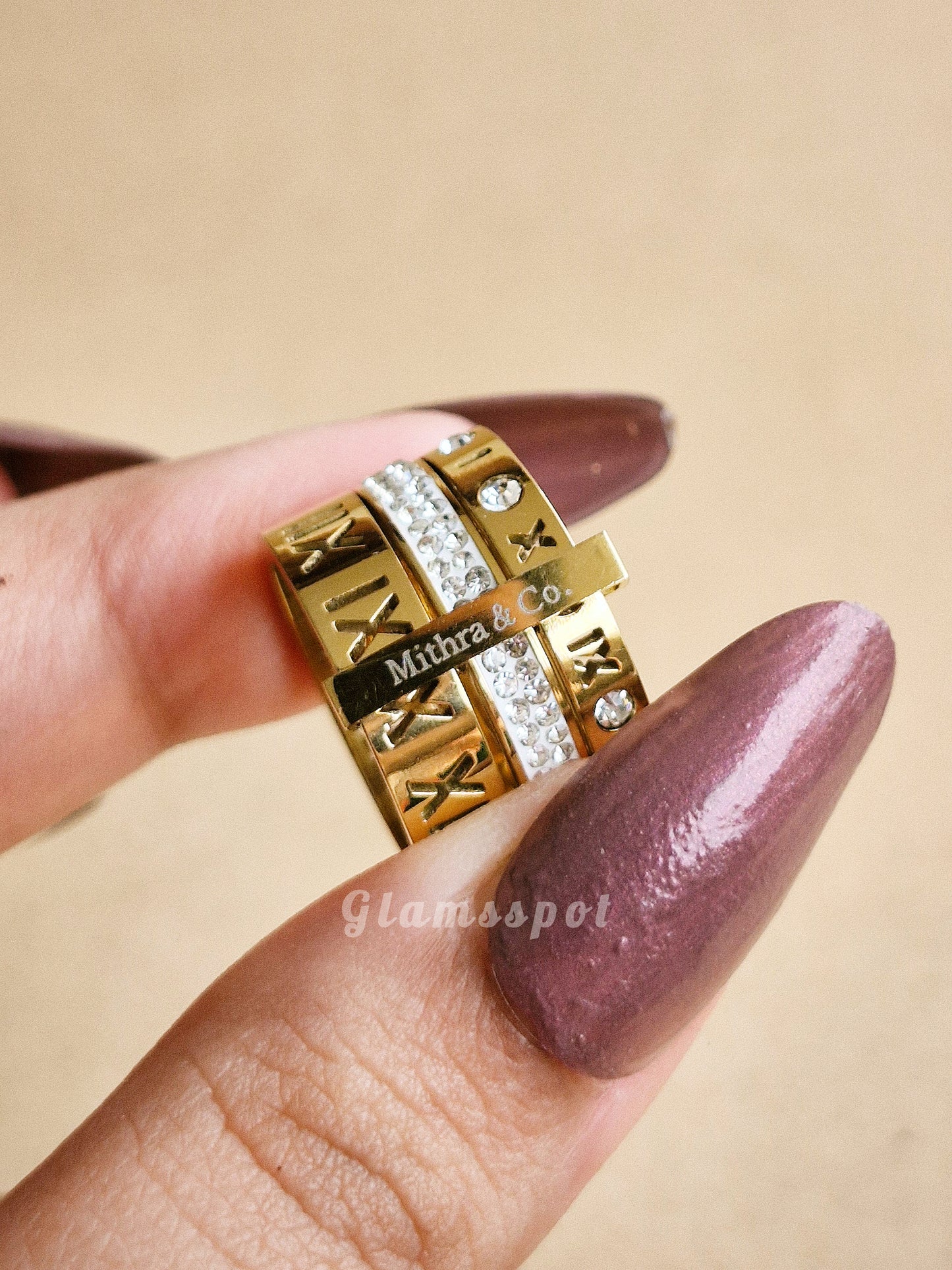 Roman 3 Layer Gold Ring