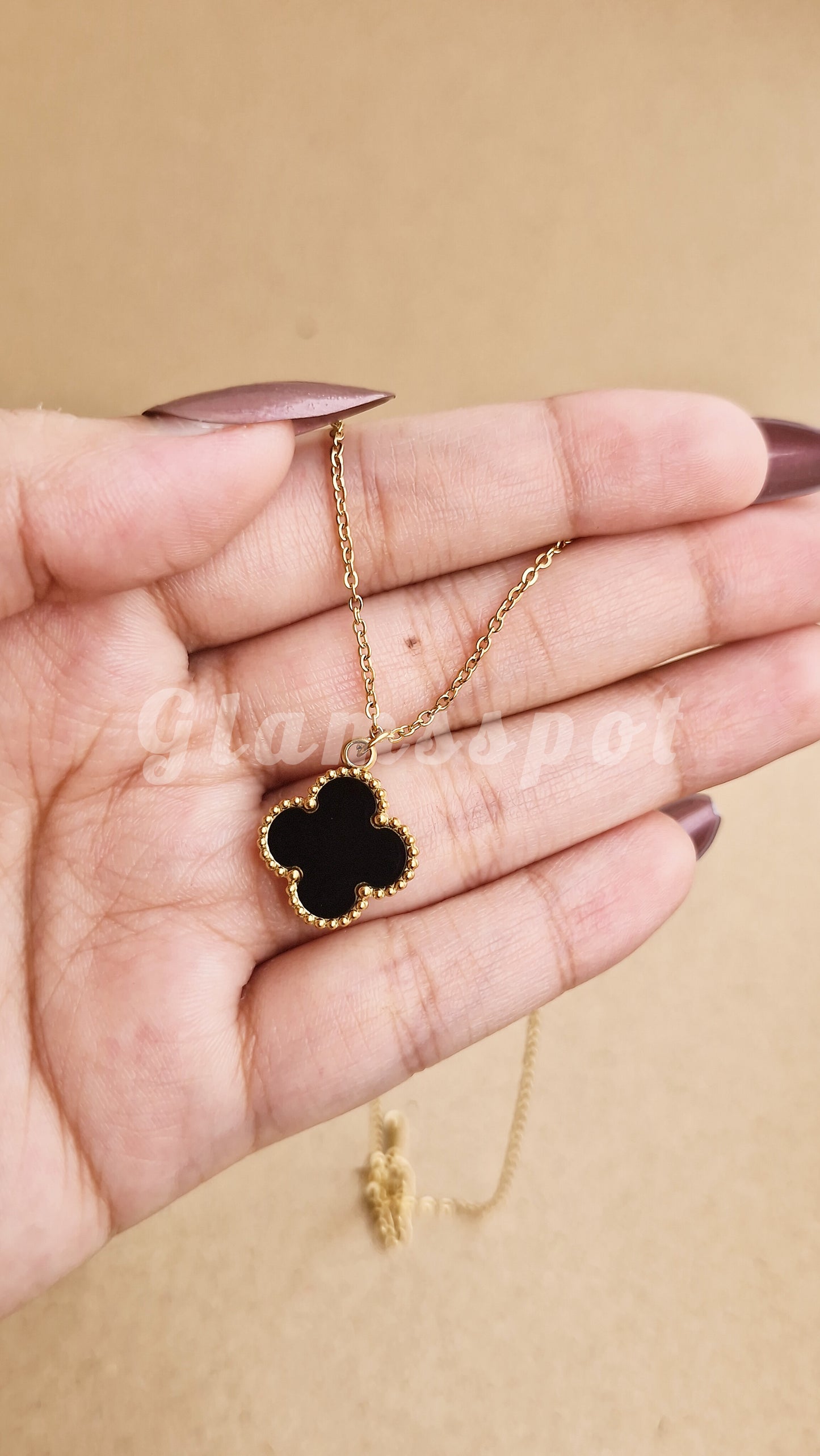 Dual Sided Clover Pendant - Black and White