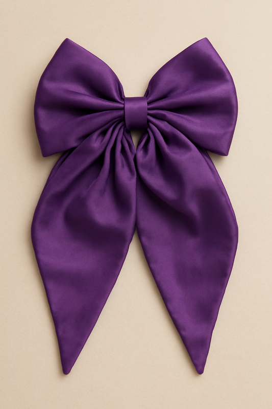 Jumbo Satin Silk Purple Hair Bow