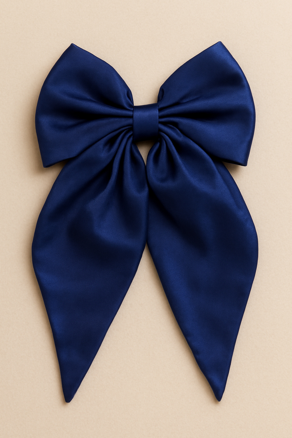Jumbo Satin Silk Navy Blue Hair Bow