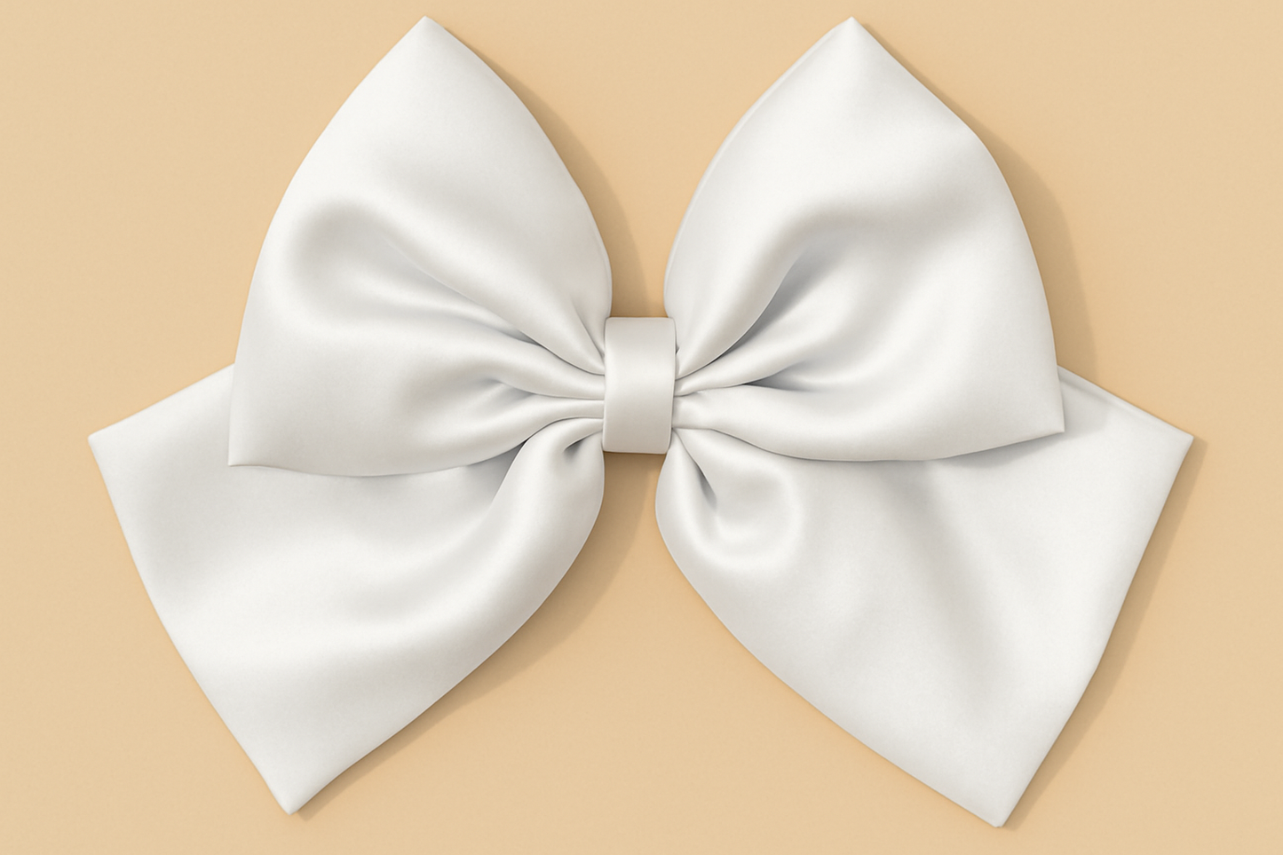 Big Tail Pearl White Satin Silk Bow