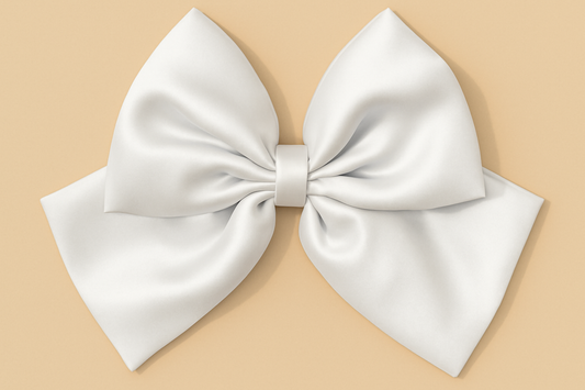 Big Tail Pearl White Satin Silk Bow