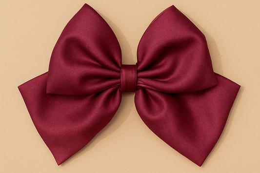Big Tail Maroon Satin Silk Bow