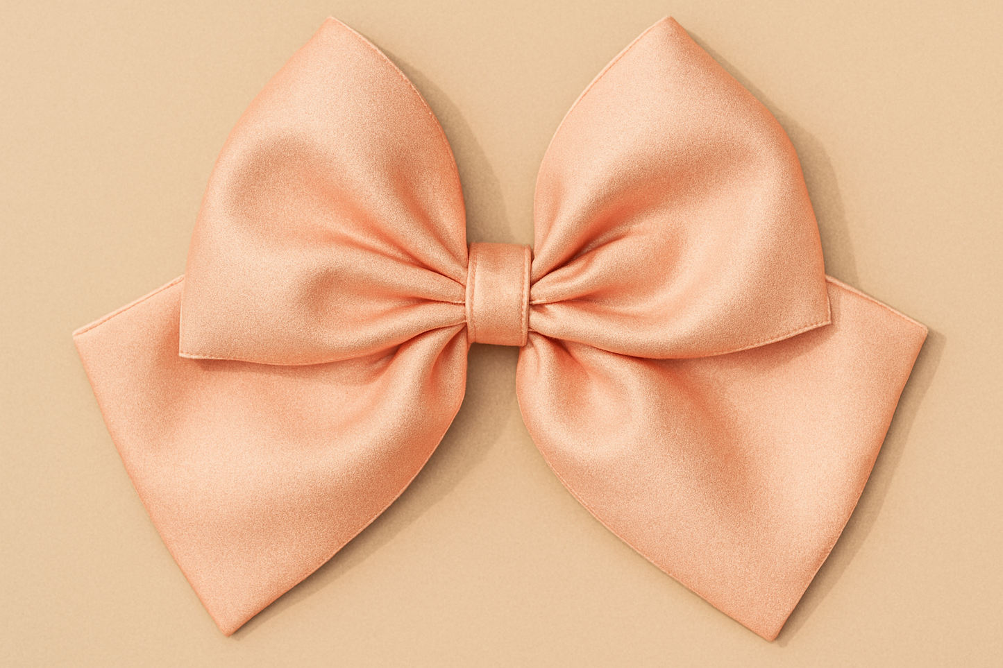 Big Tail Peach Satin Silk Bow