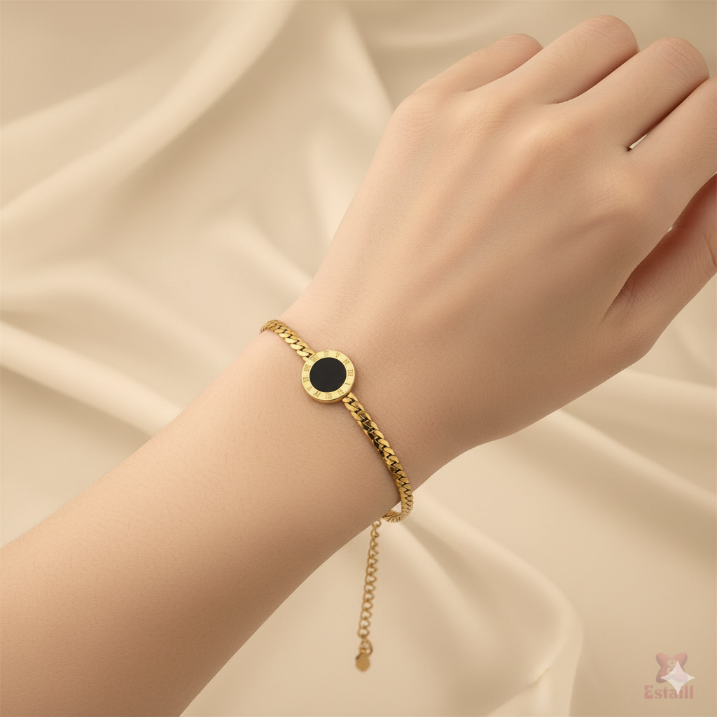 Black Sleek Roman Bracelet