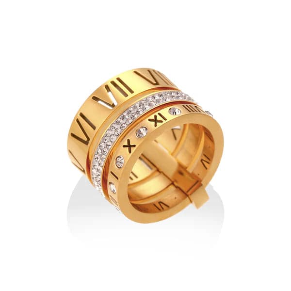 Roman 3 Layer Gold Ring