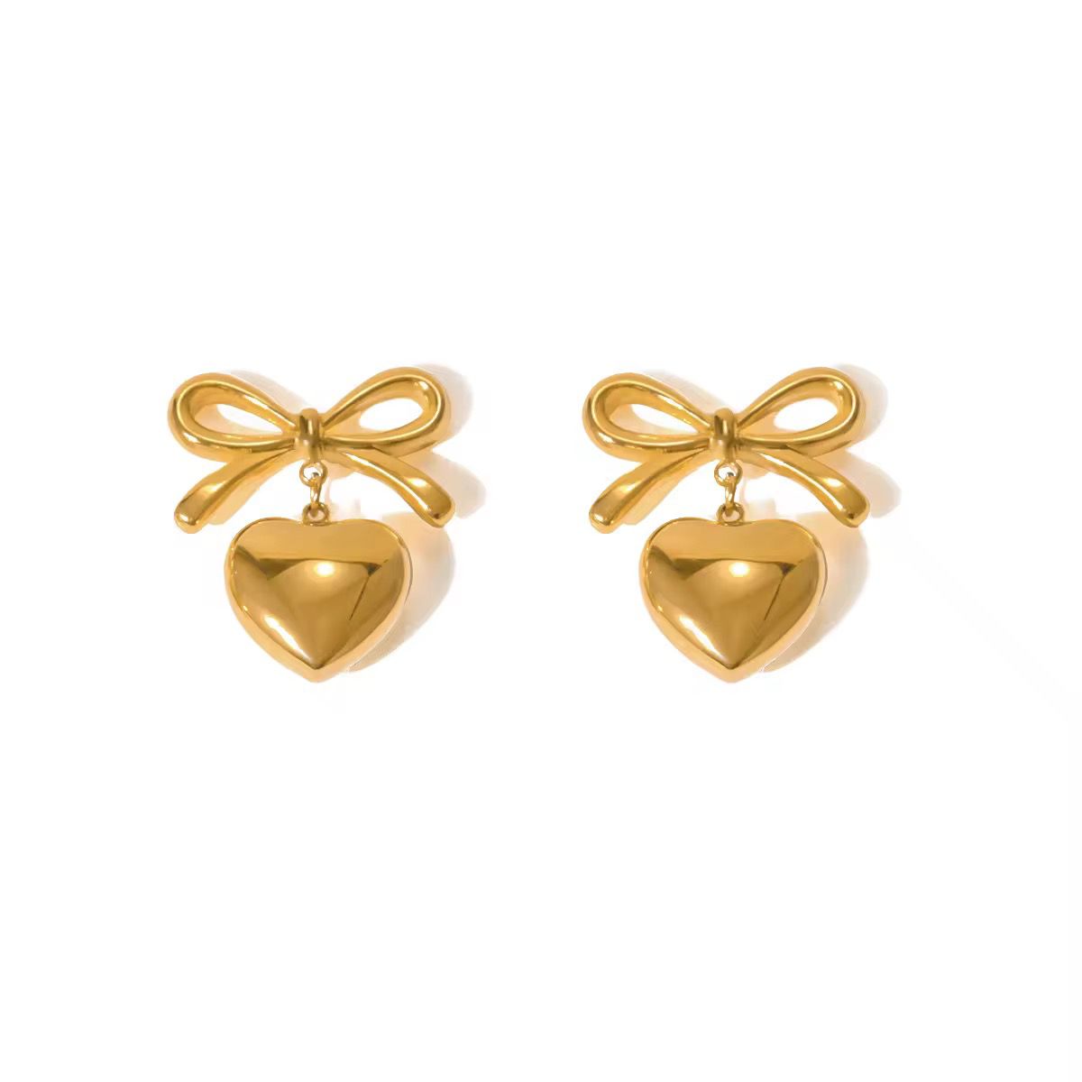 Bow Heart Earings