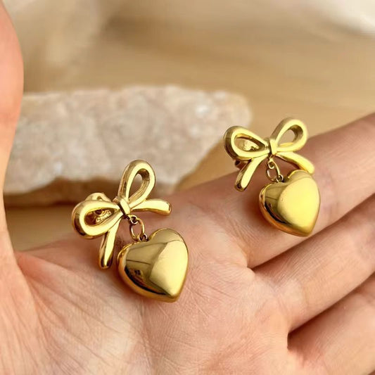 Bow Heart Earings